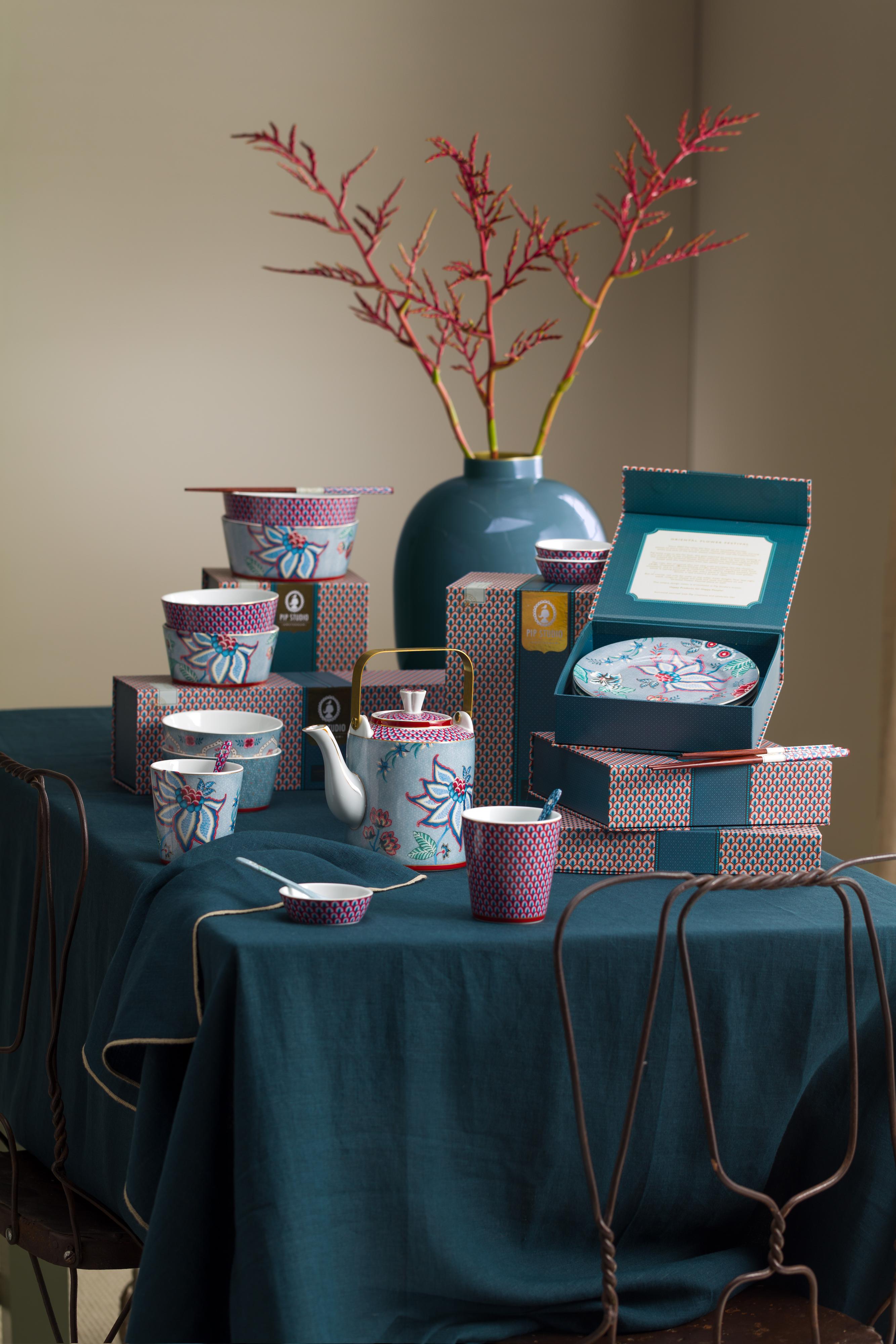 Pip Studio Oriental Flower Festival FW2023 Tableware Blue 08